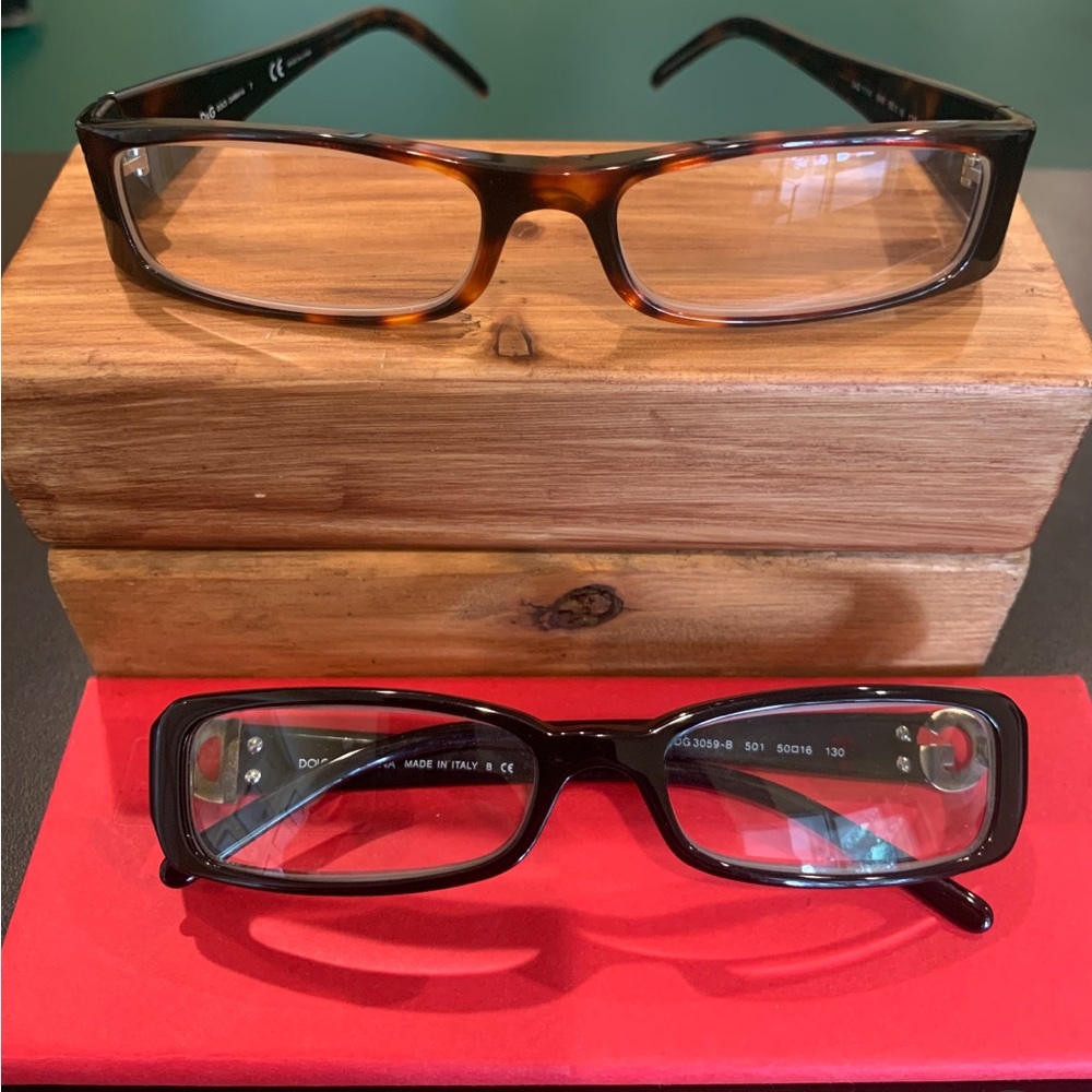 Dolce & Gabbana Tortoise and Black Rectangular Eyeglass Frames